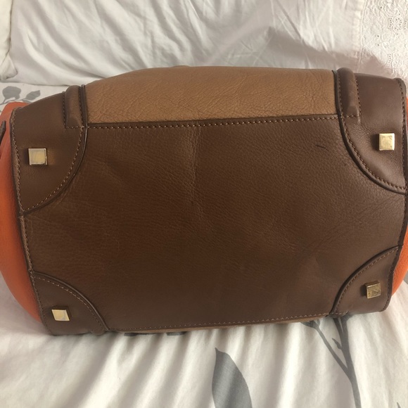 Celine Nano Lugagge Tote in Brown and Orange - Picture 6 of 8